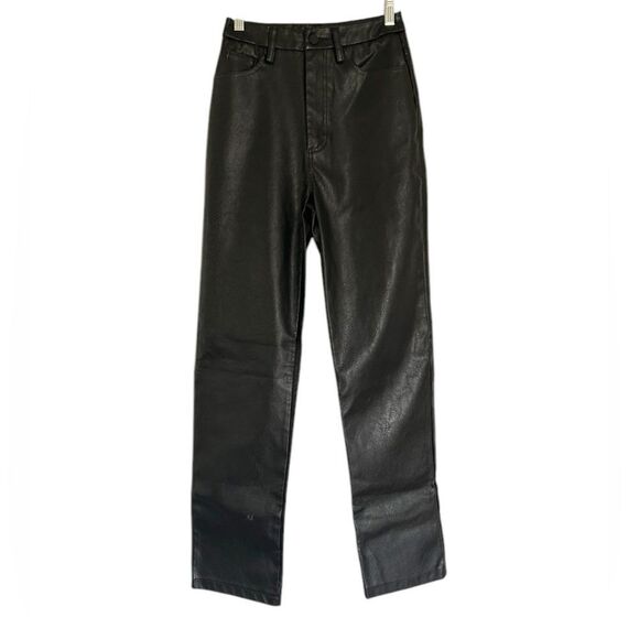 PacSun Black High Rise Faux Leather Straight Leg Pants Size XS - Picture 2 of 11